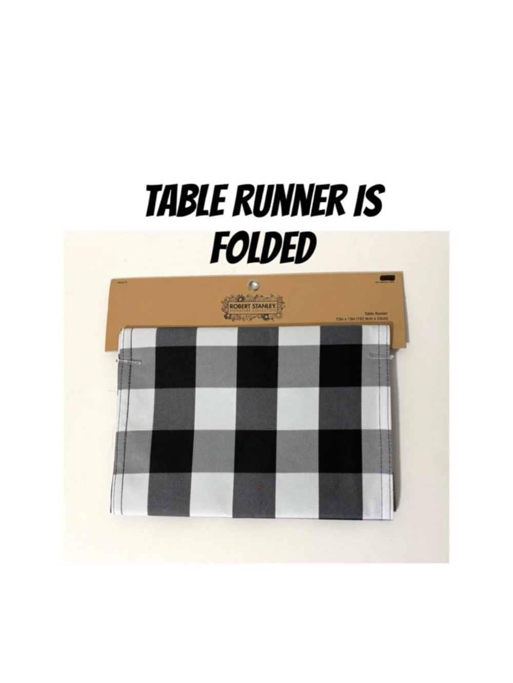 Buffalo Plaid Table Runner, 72" x 13", Black & White, NEW